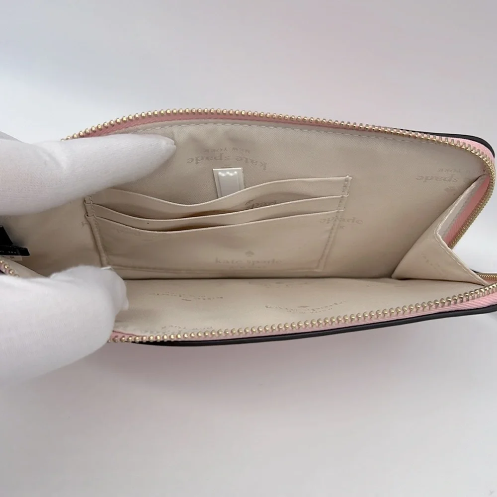 Kate Spade Lucy Patent Leather Medium L-zip Wristlet Tea Rose
